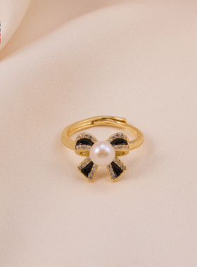 天然淡水珍珠戒指女小众设计感