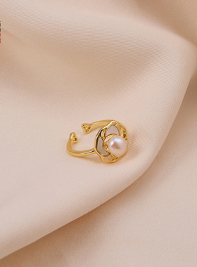 原创设计山茶花戒指女小众设计感