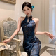 ຮູບແບບໃຫມ່ຂອງຈີນ socialite elegant retro ພິມ slit ປັບປຸງ cheongsam dress slit sleeveless ປຸ່ມ dress ສໍາລັບແມ່ຍິງ