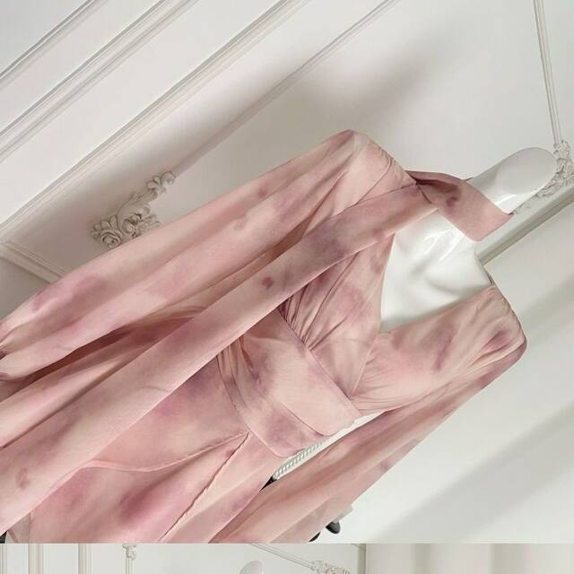 ຄຸນນະພາບສູງ chiffon ຄວາມງາມອ່ອນໂຍນ summer ໃຫມ່ fairy ແອວອ່ອນ smudged ribbon dress skirt floral