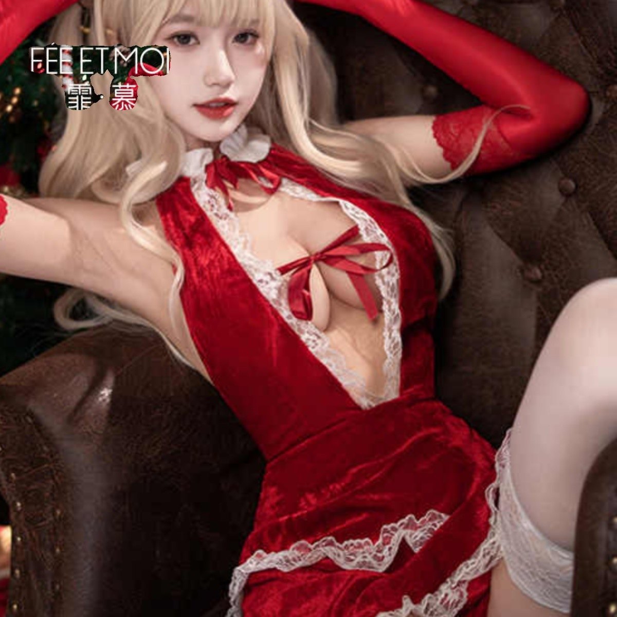 圣诞节服装氛围感穿搭丝绒抹胸红色连衣裙女秋冬套装party小礼裙,淘宝优惠券,粉丝福利购,淘宝优惠卷