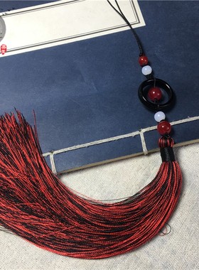 流苏汉服压襟黑玛瑙挂件古风宫绦