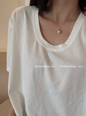 MOMENTHOME 浪漫行星*S925银行星珍珠项链女简约轻奢高级感锁骨链