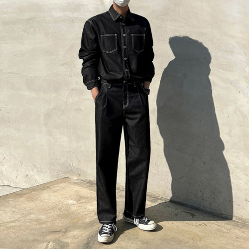 MRCYC牛仔外套男春季韩系宽松潮流复古百搭休闲翻领工装夹克上衣 - 图2