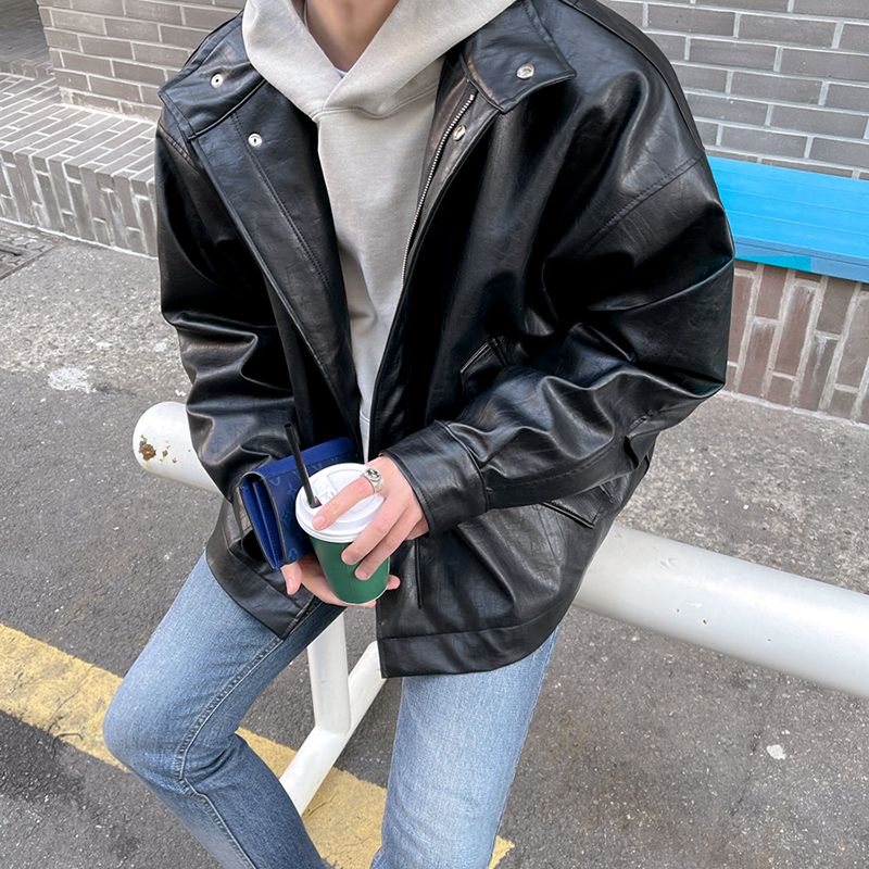 MRCYC皮衣男秋冬季加厚韩系潮流宽松痞帅复古机车皮夹克潮男外套,淘宝优惠券,粉丝福利购,淘宝优惠卷