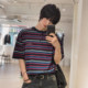 MRCYC ແບບ retro ແບບກົງກັນຂ້າມ henley collar knitted ແຂນສັ້ນ