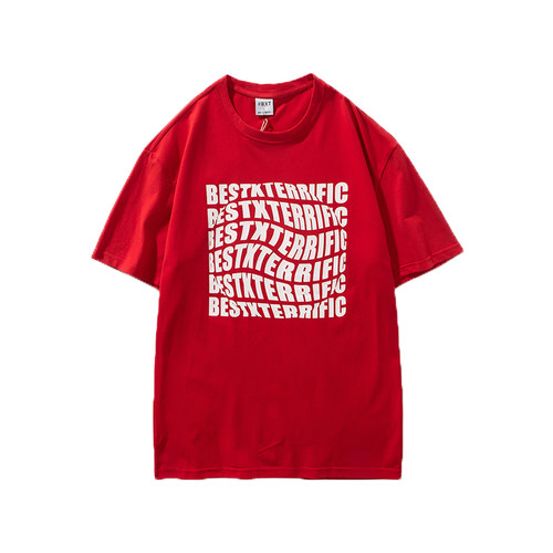 韩系超火cec短袖t恤男港风扭曲字母上衣抹红色情侣半袖ins宽松 - 图3