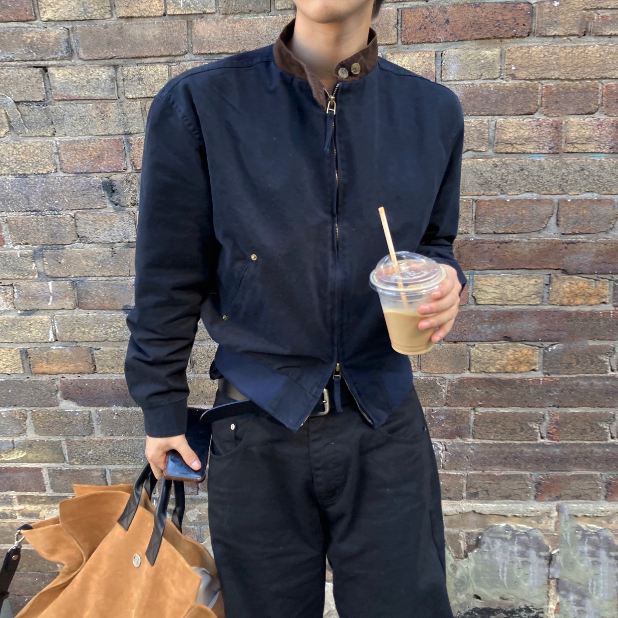 MRCYC撞色立领短款外套男士秋季宽松复古夹克韩系通勤风痞帅上衣 - 图0