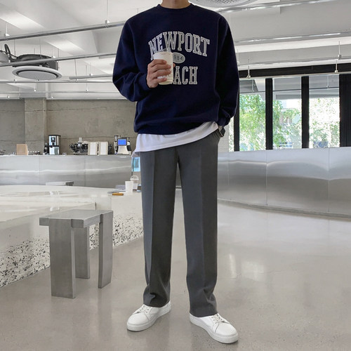 MRCYC高级感直筒休闲裤男韩系宽松潮流垂感西裤韩系百搭阔腿长裤 - 图0