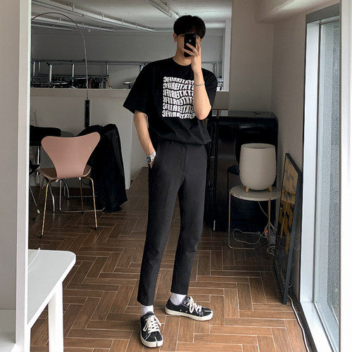 韩系超火cec短袖t恤男港风扭曲字母上衣抹红色情侣半袖ins宽松 - 图1