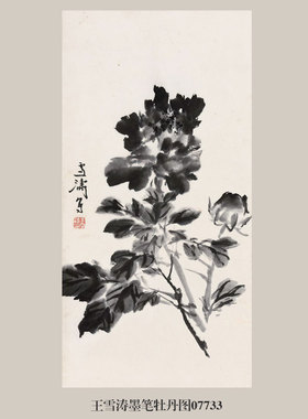 王雪涛牡丹图吉祥花鸟画国画挂画
