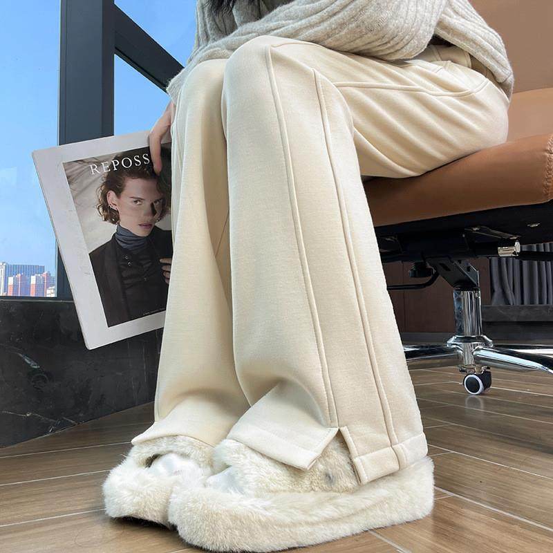 实拍#加绒微喇裤女秋冬新款爆款秋冬加厚高腰弹力黑色西装喇叭裤,淘宝优惠券,粉丝福利购,淘宝优惠卷