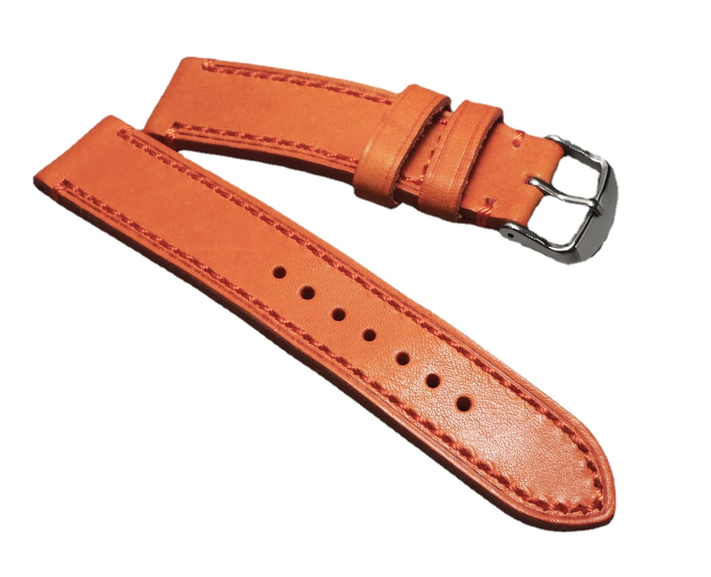 柔软头层手工小牛皮20mm22mm桔色橘色户外表真皮表带手表链男表 - 图3