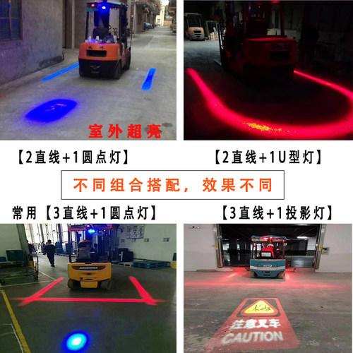 叉车安全区域示宽边界一字警示灯装载机倒车盲区监测防撞报警系统 - 图0