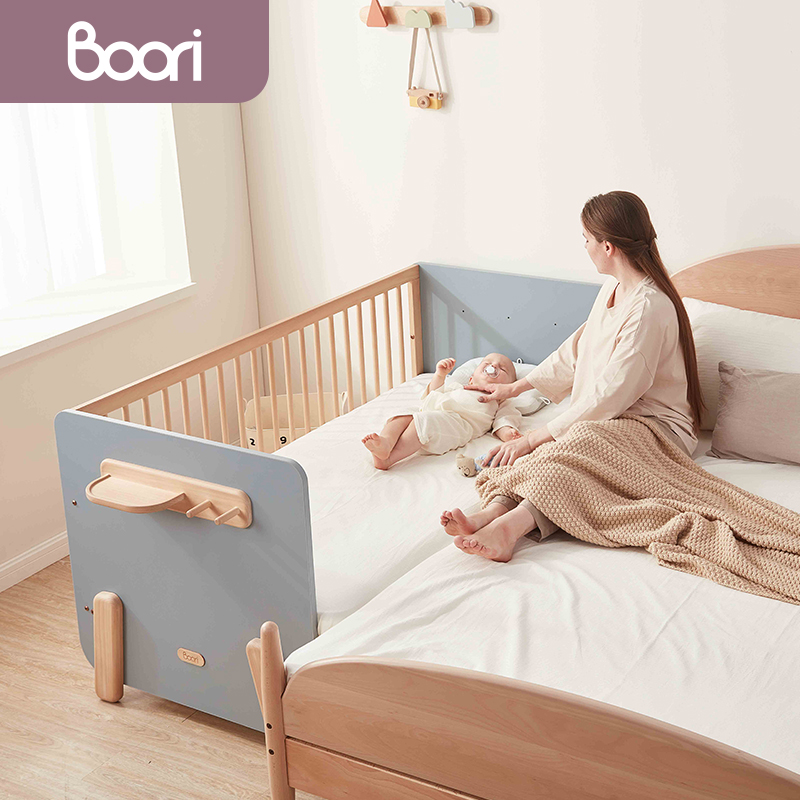 Boori拼接床儿童床无缝床边床加宽婴儿床可调高护栏床森莎 - 图0