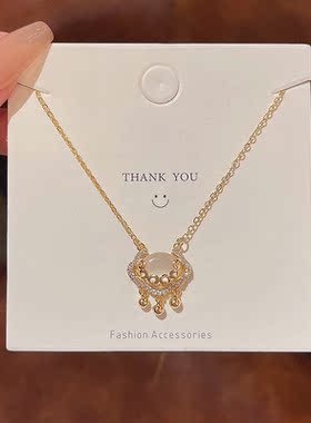 网络爆款如意祥云长命锁钛钢项链