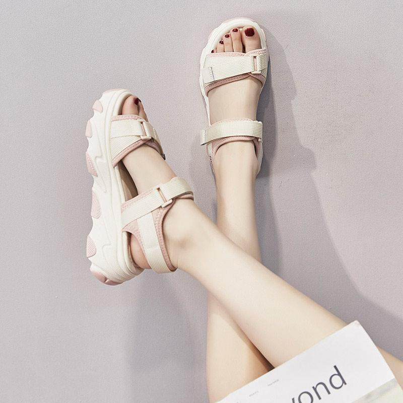 香港网红运动凉鞋女2025新款春秋厚底老爹松糕鞋百搭魔术贴沙,淘宝优惠券,粉丝福利购,淘宝优惠卷