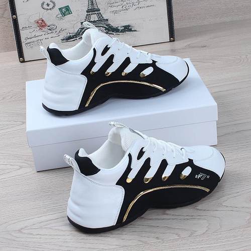 真皮男鞋春夏季新款潮牌休闲老爹鞋男士百搭情侣运动鞋皮蓬包底鞋 - 图1