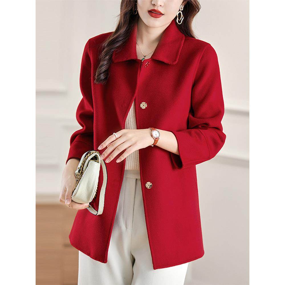 艾丽恩裳高端双面羊绒大衣女秋冬款时尚洋气百搭小个子羊毛呢外套 - 图1