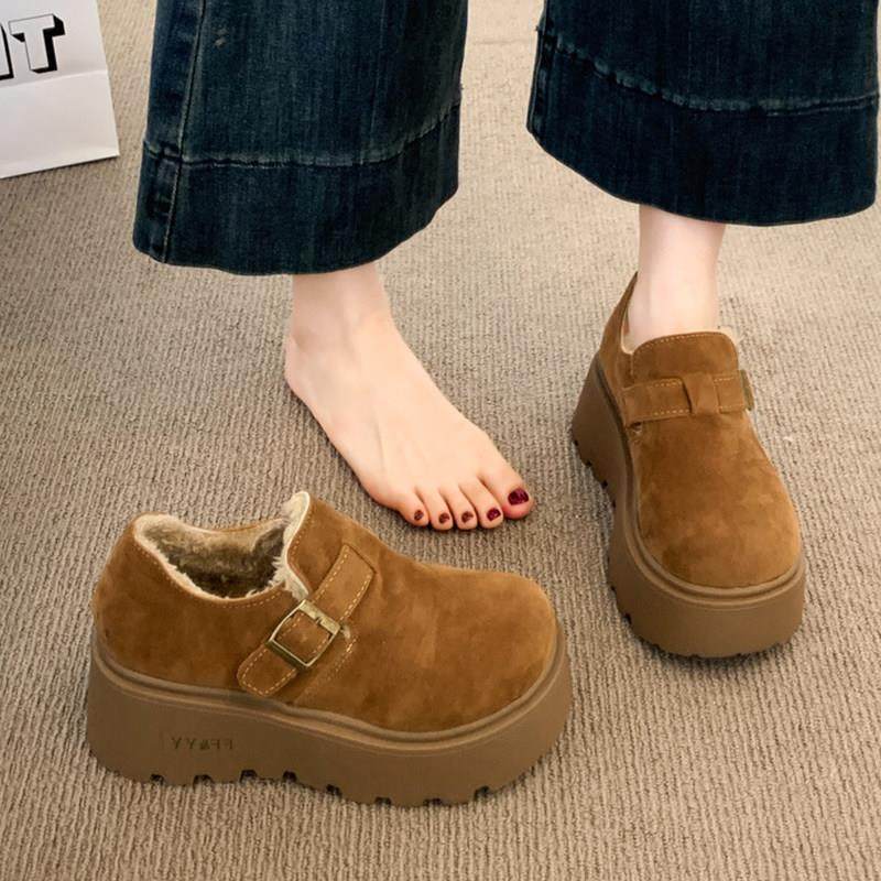 英国真皮松糕勃肯鞋女2025新款秋冬季加绒雪地靴一脚蹬增高乐福鞋,淘宝优惠券,粉丝福利购,淘宝优惠卷