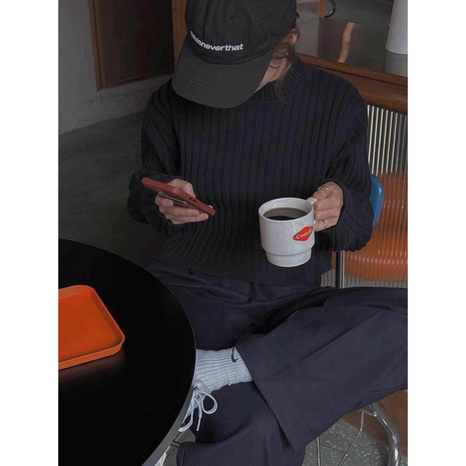 法国Rixo Rane 重磅推荐?复古黑色针织衫女打底百搭气质毛衣上衣,淘宝优惠券,粉丝福利购,淘宝优惠卷