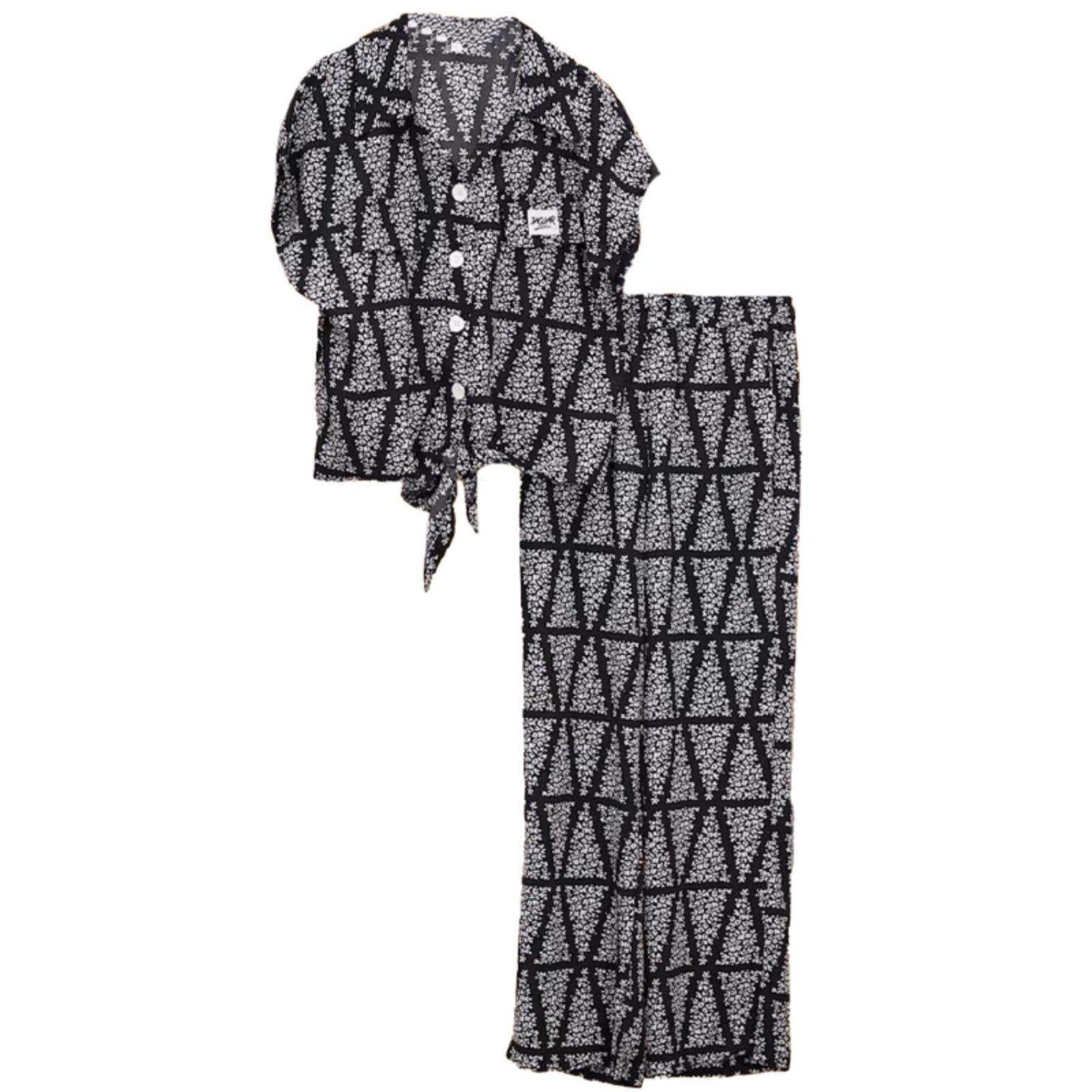 时尚休闲套装女2025夏季新款高级感减龄雪纺短袖阔腿裤运动两件套,淘宝优惠券,粉丝福利购,淘宝优惠卷