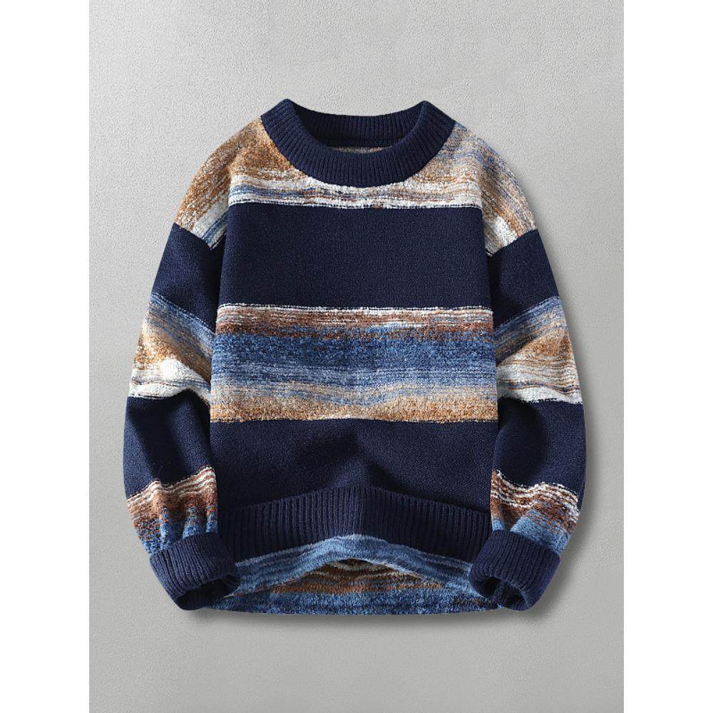 渐变条纹！让你的秋冬不再单调！秋条纹拼色套头圆领针织男毛衣,淘宝优惠券,粉丝福利购,淘宝优惠卷