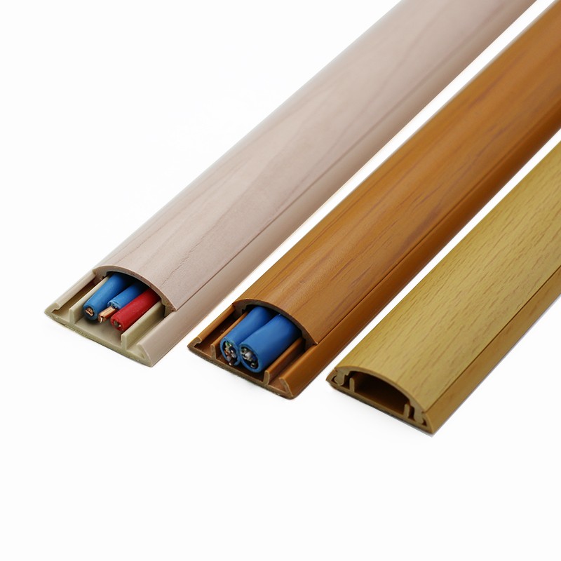 明装线槽PVC木纹明线走线 铝合金地槽地面弧形防踩网线槽明线遮挡 - 图3