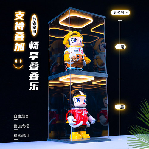 定制亚克力回型灯开门款展示盒适用乐高手办盲盒模型收纳防尘罩 - 图2