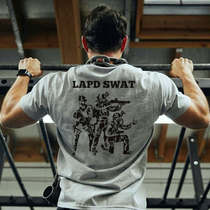 Summer New Pint LAPD Loco Motor Squad Themed Round Collar Short Sleeve T-shirt Army Short Sleeve Shirt