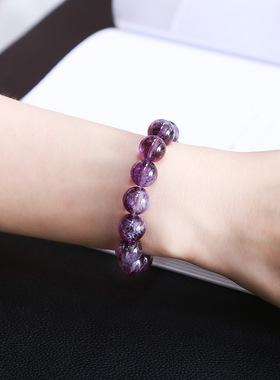 晶东珠宝 3A天然紫兔毛水晶手链 时尚优雅气质女生单圈手串批发