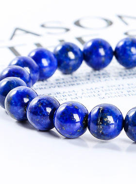 跨境热销7A天然青金石手链帝王青单圈圆珠手串简约个性男女款手饰