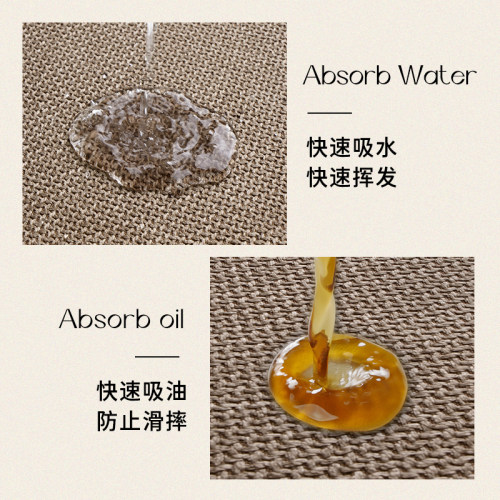 厨房地垫地毯垫专用脚垫仿亚麻编织可擦免洗吸水厨房防滑防油地垫 - 图0