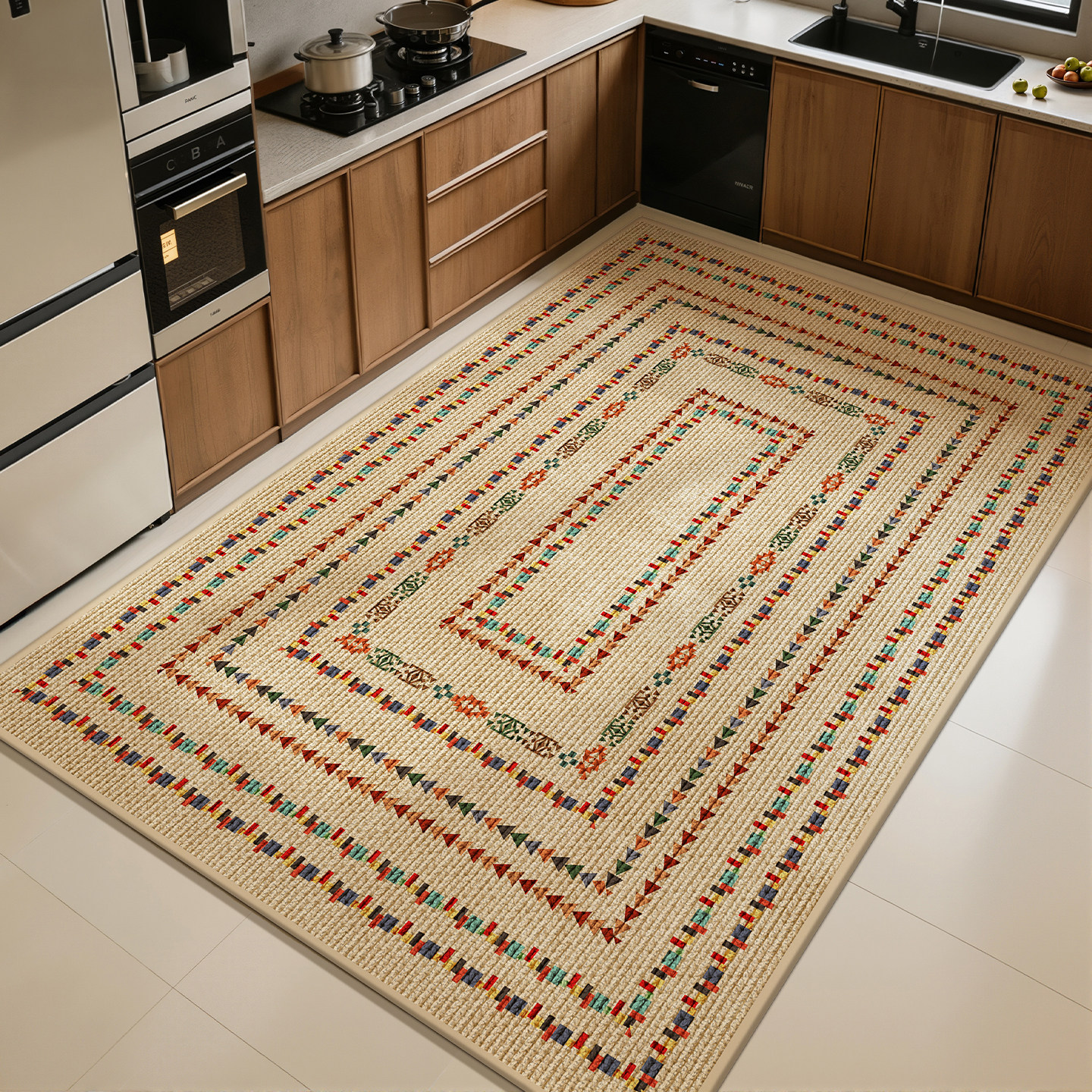 Oil-absorbent kitchen floor mat, non-slip, water-absorbent, fully covered carpet