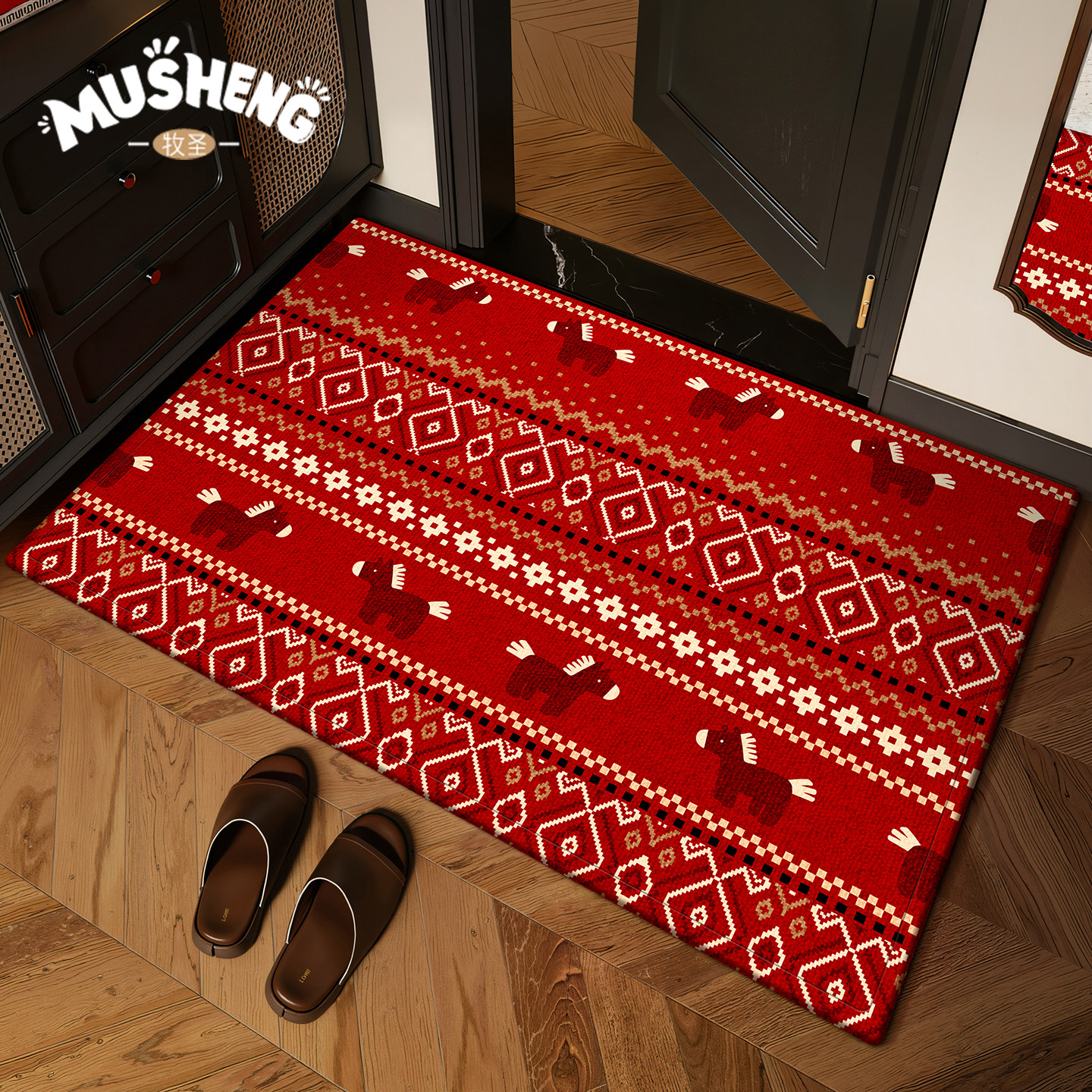 高级感马年红色入户门地垫加厚防滑玄关脚垫2026新款轻奢门垫地毯,淘宝优惠券,粉丝福利购,淘宝优惠卷