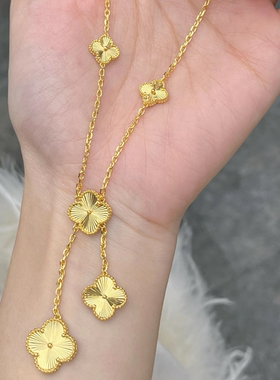 四叶草黄金色项链金色幸运四叶草吊坠金色套链生日礼物送女友