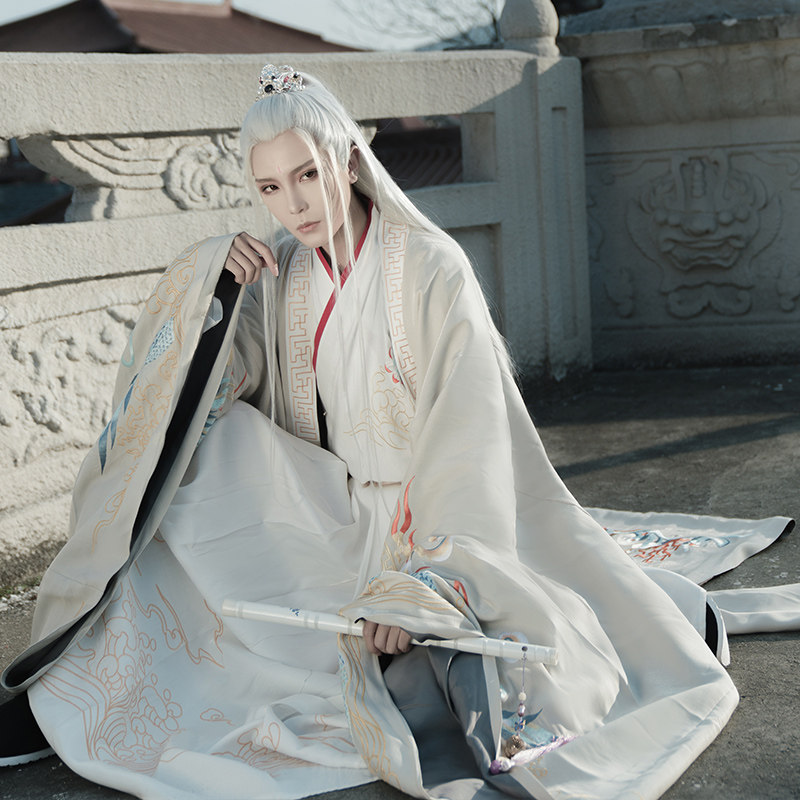 序绘原创龙盘云水交领大袖披风汉服 序绘汉服