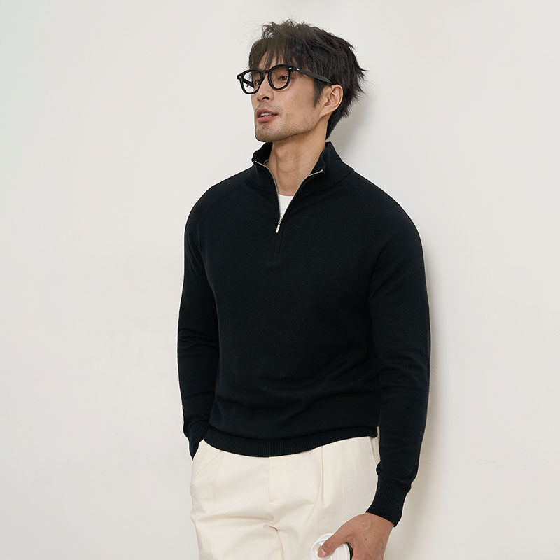 意式绅装立领拉链针织长袖毛衣秋冬新款英伦商务休闲修身套头毛衫,淘宝优惠券,粉丝福利购,淘宝优惠卷