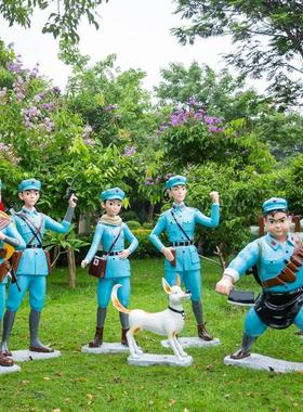 卡通人物小红军玻璃钢雕塑园林景观学校公园八路军红色文化大直销