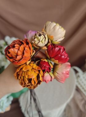 小花苞。芳圃原创纯牛皮纯手工蜡绳可调节甜美可爱花朵项链多色