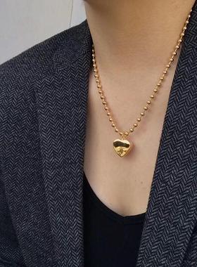 东大门韩国小众项链爱心黄铜铜吊坠吊坠