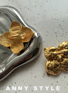 anna耳夹金色立体花花