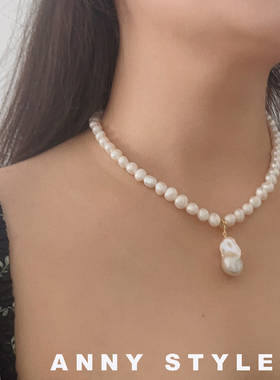 anna珍珠多层天然珠巴洛克项链