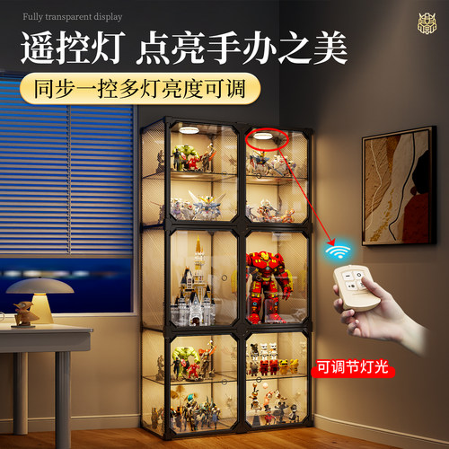 手办展示柜玩具收纳盒积木模型盲盒家用适用乐高透明陈列置物架子 - 图2