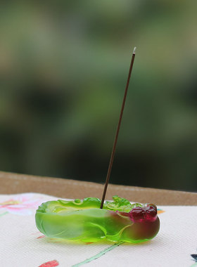 莲荷琉璃香插禅意摆件居家客厅桌面书房摆放装饰线香香座工艺用品