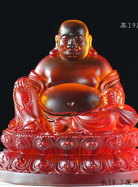 琉璃笑佛大肚弥勒佛像摆件佛具