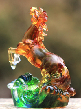 古法琉璃生肖马摆件马到成功