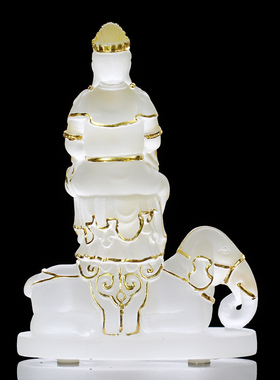 古法琉璃普贤菩萨文殊贴金佛像