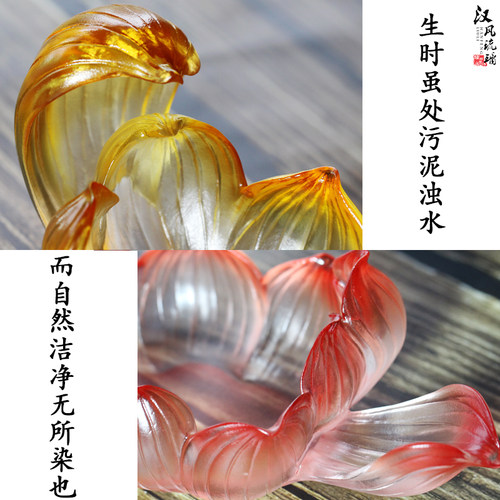 琉璃莲花底座蓝色白色荷花摆件寺庙佛堂供佛药师佛金刚萨埵用品 - 图2