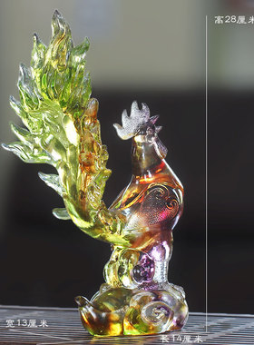 琉璃公鸡生肖摆件金鸡独立